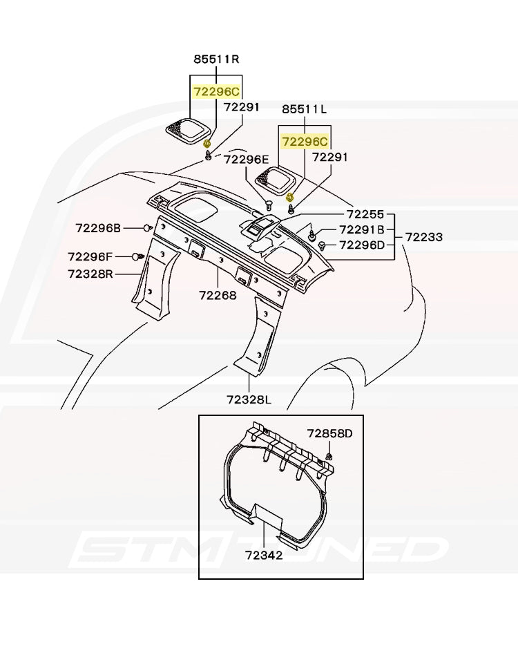 Mitsubishi OEM Rear Speaker Cover Grommet for Evo 7/8/9 (MR417196)