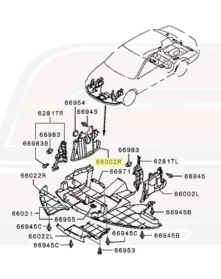 Mitsubishi OEM Engine Splash Shield RH for Evo 7/8/9 (MR447734) 