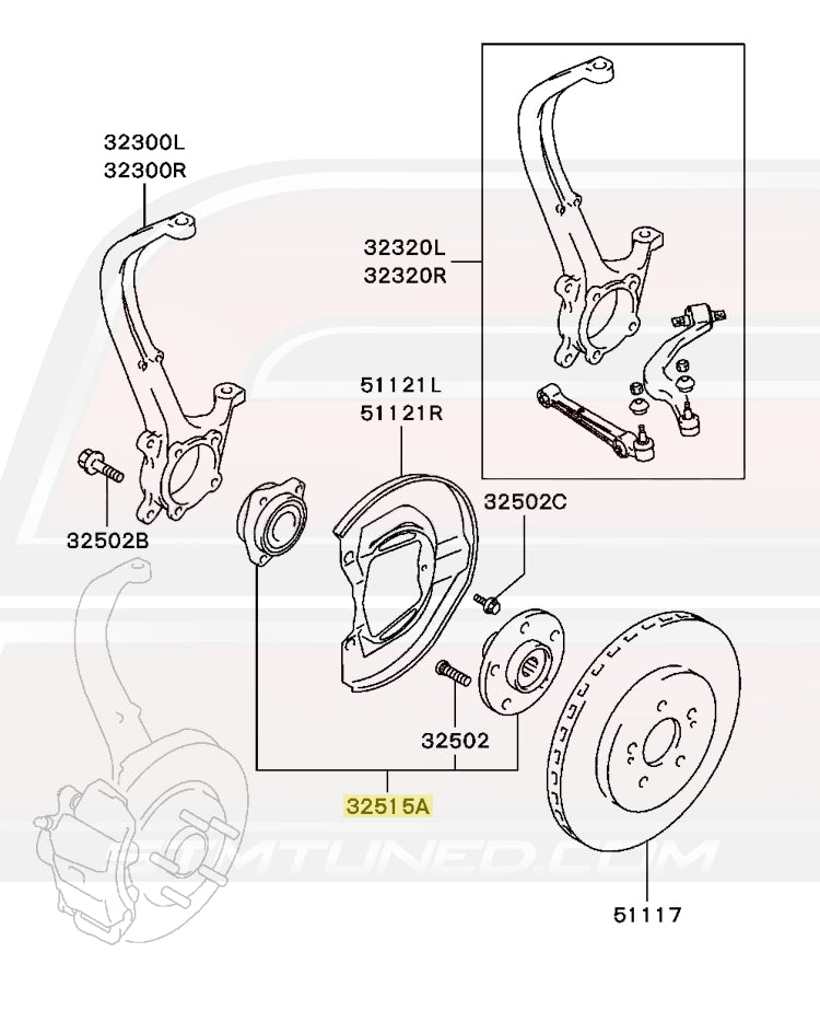 Mitsubishi OEM Front Wheel Bearing for 2G DSM (MR455004)  Image © STM Tuned Inc