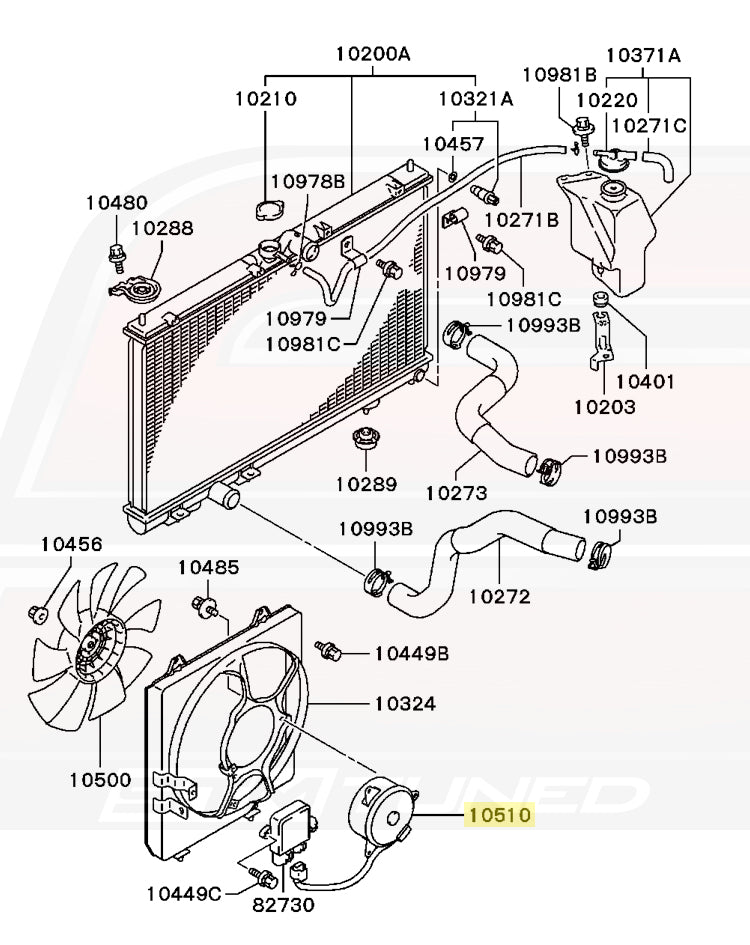 Mitsubishi OEM Radiator Fan Motor for Evo 7/8/9 (MR464619)