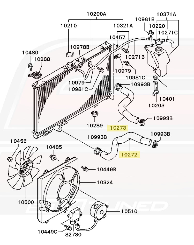 Mitsubishi OEM Radiator Hoses for Evo 7/8/9