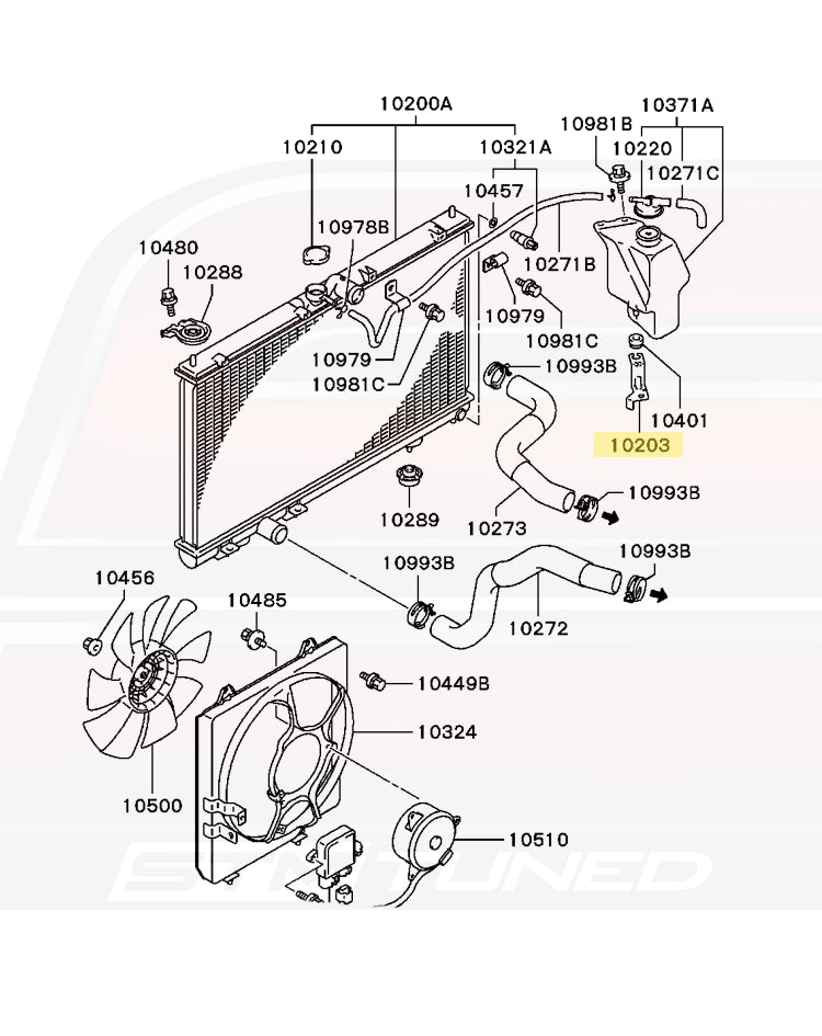 Mitsubishi OEM Coolant Overflow Mounting Bracket for Evo 7/8/9 (MR464626)