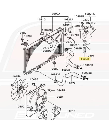 Mitsubishi OEM Coolant Overflow Mounting Bracket for Evo 7/8/9 (MR464626)