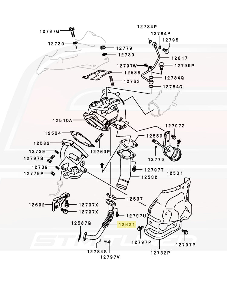 Mitsubishi OEM Oil Return Line (Turbo to Oil Pan) for Evo 5-8 (MR464925)