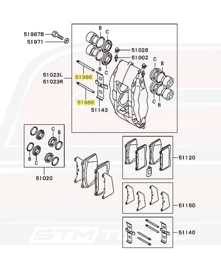Mitsubishi OEM Front Brembo Caliper Pin for Evo 7/8/9 (MR475933)