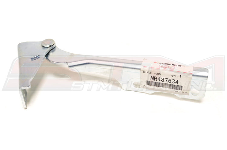 OEM Mitsubishi RH Hood Hinge for Evo 7/8/9 Part Number MR487634 Image © STM Tuned Inc.