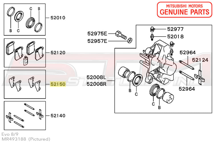 Mitsubishi Brembo Brake Pad Shims - Evo 7-9