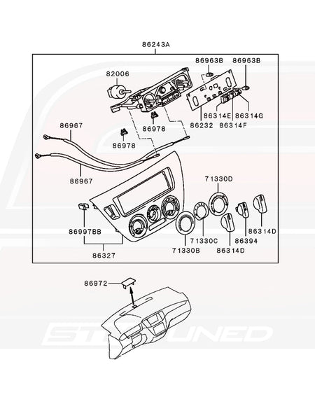 Mitsubishi OEM HVAC Heater Label Diagram for Evo 7/8/9