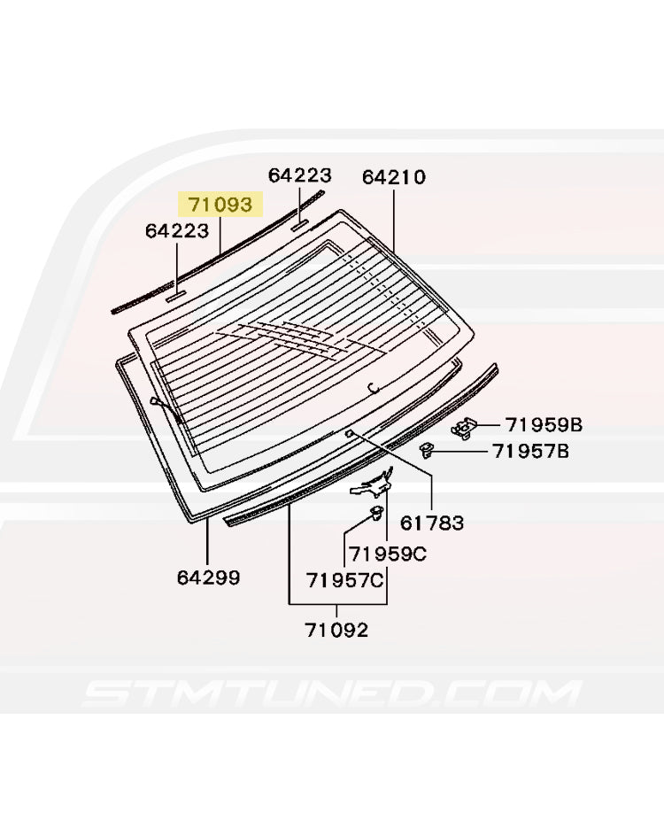 MR520294 Evo 7/8/9 Rear Window to Roof Molding Diagram Image © STM Tuned Inc