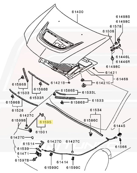 Mitsubishi OEM Hood Prop Grommet for Evo 7/8/9 (MR523786)