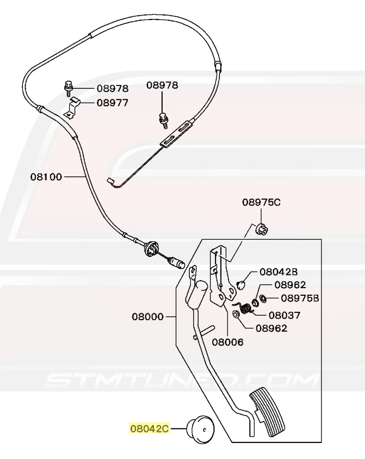 Mitsubishi OEM Gas Pedal Diagram for Evo 7/8/9 (MR527100)