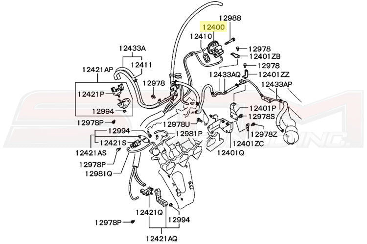 Mitsubishi OEM EGR Valve Diagram for Evo 8 and 9 Part number MR560582 Image © STM Tuned Inc.