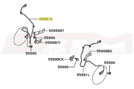 Mitsubishi OEM Front ABS Sensor (RH) for Evo 7/8/9 Image © STM Tuned Inc. Part Number MR631995