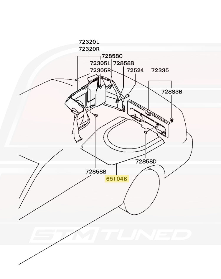MR572609 Mitsubishi OEM Evo 7/8/9 Trunk Floor Board Diagram
