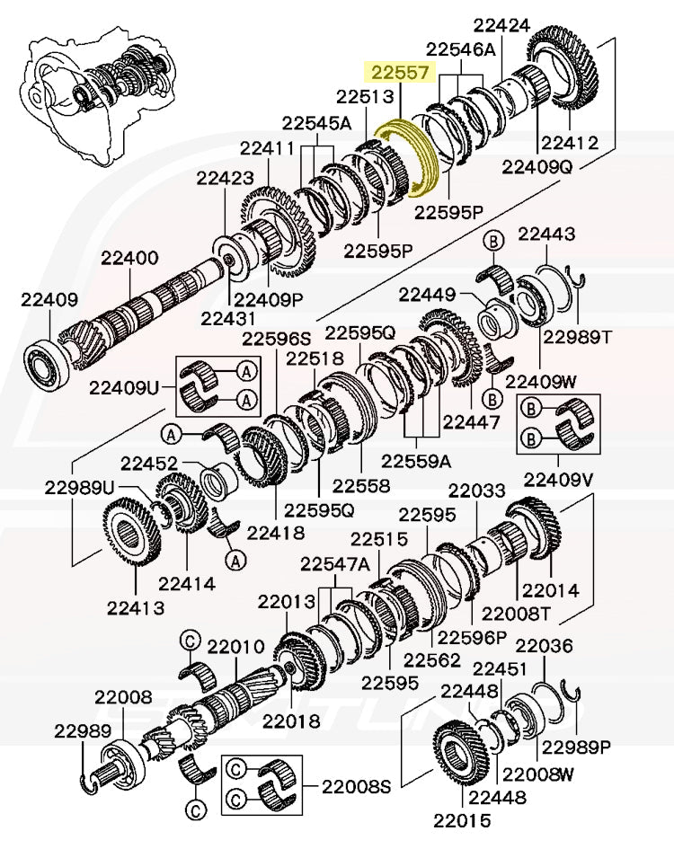 Mitsubishi OEM 1st/2nd Synch Sleeve for 5-Speed Evo 7/8/9 (MR581384)