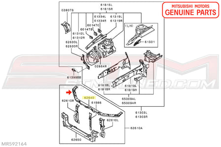 MR592164 Mitsubishi Front End Upper Headlamp/Radiator Support - Evo 7/8/9