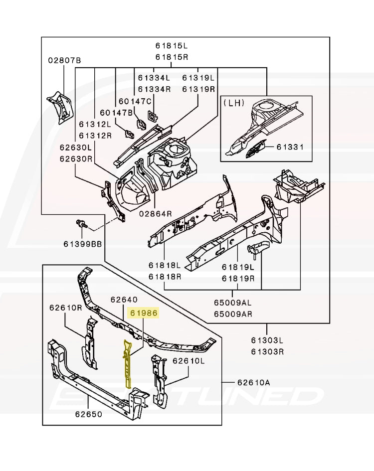 Mitsubishi OEM Intercooler Support Structure for Evo 7/8/9 (MR592234)