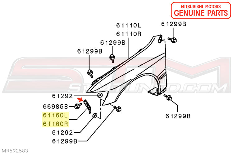 Mitsubishi Fender Brackets - Evo 7/8/9\