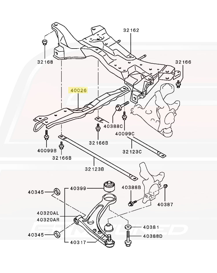 Mitsubishi OEM Front Suspension Center Member for Evo 7/8/9 (MR594453)