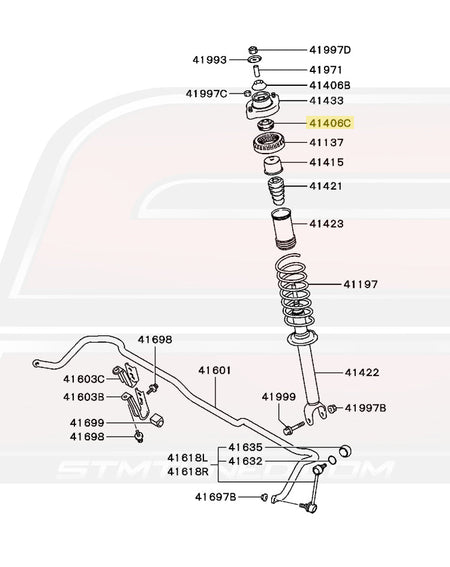 Mitsubishi OEM Rear Suspension Coil Bushing Diagram for Evo 7/8/9 (MR594613)