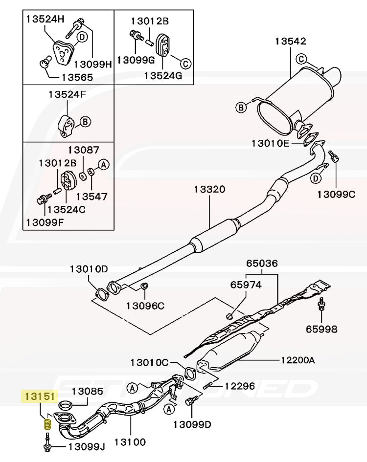 Mitsubishi OEM O2 to Downpipe Exhaust Spring for Evo 7/8/9 (MR597273)
