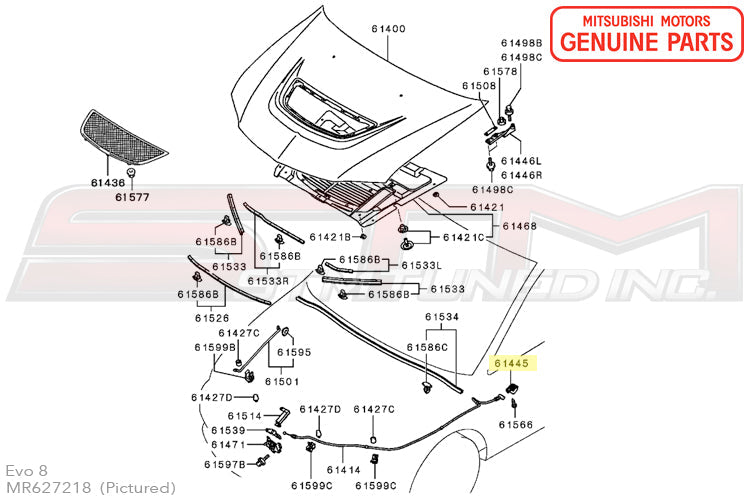 MR627218 Mitsubishi Hood Pop Handle - Evo 7/8/9