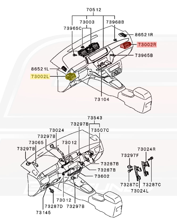 Mitsubishi OEM HVAC Vent Outlet for Evo 8/9