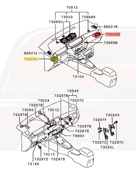 Mitsubishi OEM HVAC Vent Outlet for Evo 8/9