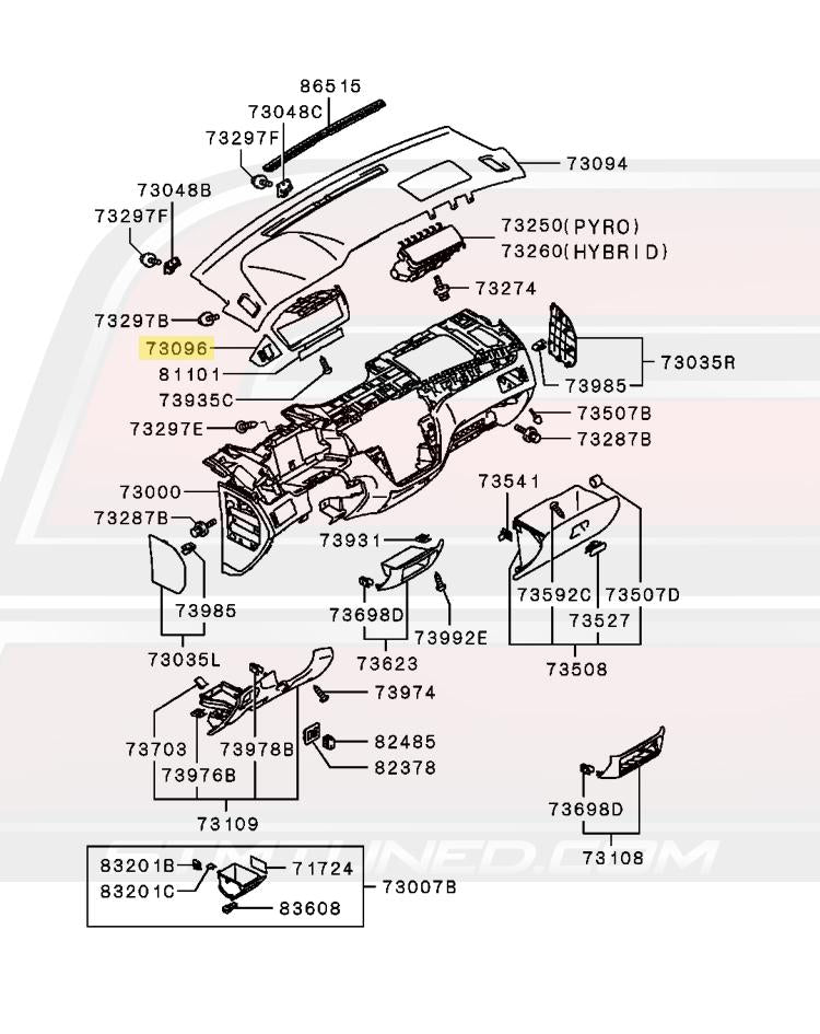 Evo 7/8/9 CT9A Interior Dash Diagram