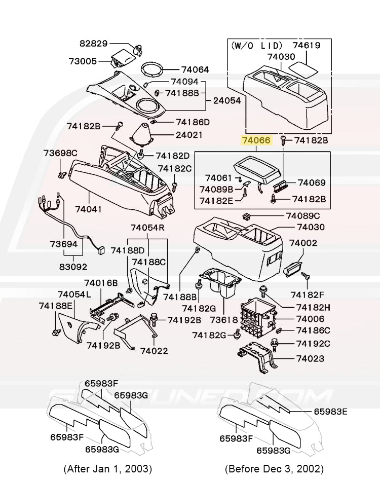Mitsubishi Evo 7 8 9 CT9A Center Console Diagram