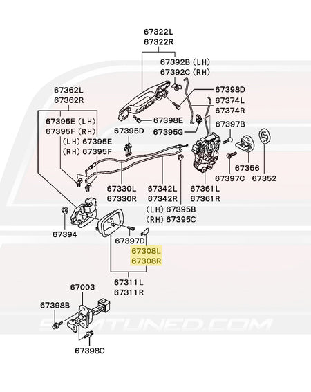 Mitsubishi OEM Door Handle Cover Cap Diagram for Evo 7/8/9