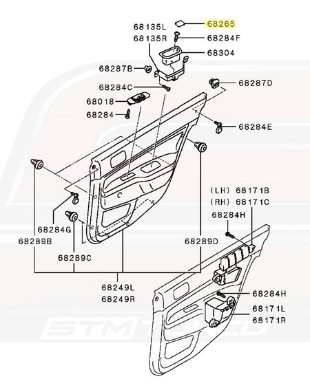 Mitsubishi OEM Rear Door Pull Handle Cap for Evo 7/8/9 (MR794191)
