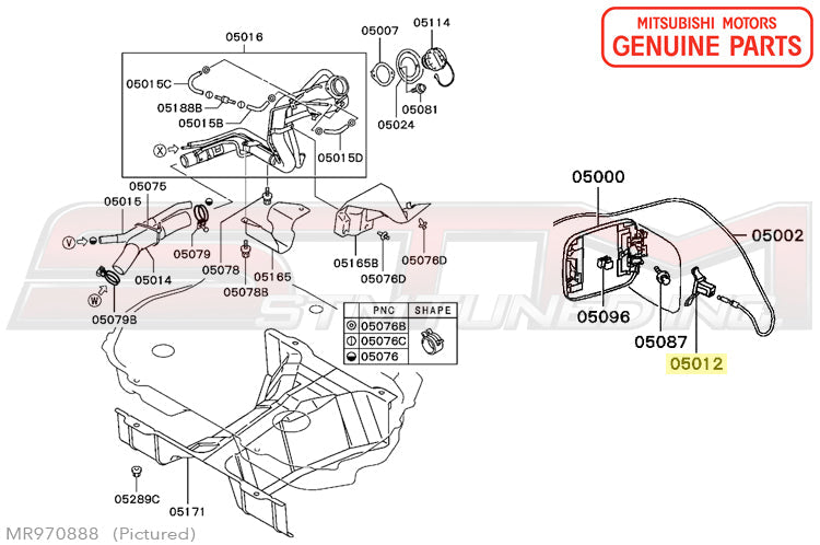 MR970888 Mitsubishi Gas Door Lid Hook - Evo 7/8/9