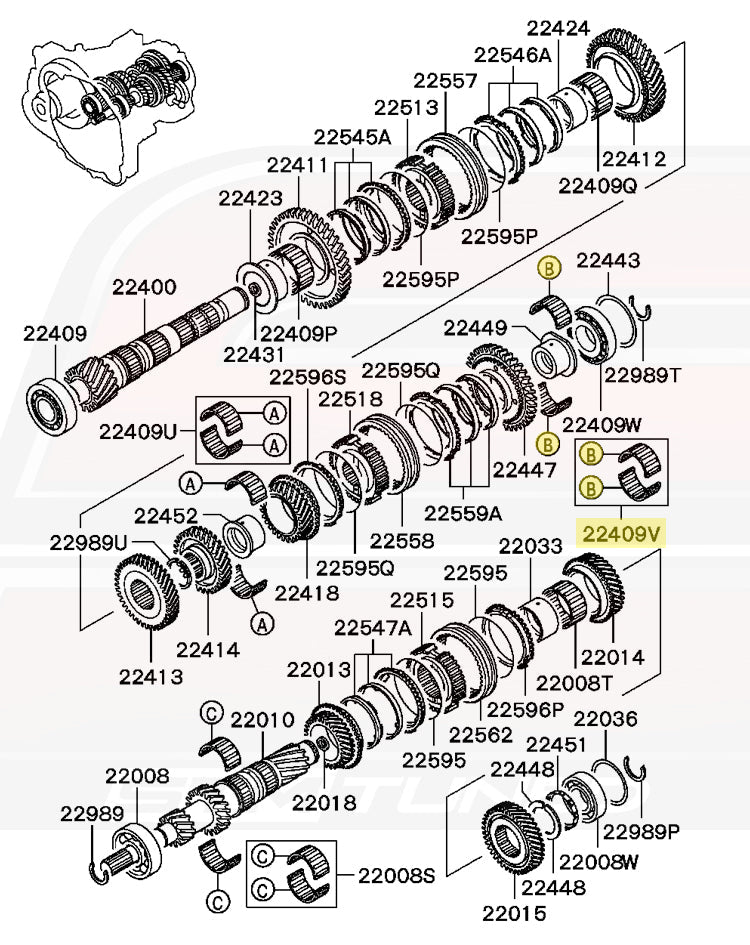 Mitsubishi OEM Output Shaft Bearing for 5-Speed Evo 8/9 (MR980817)