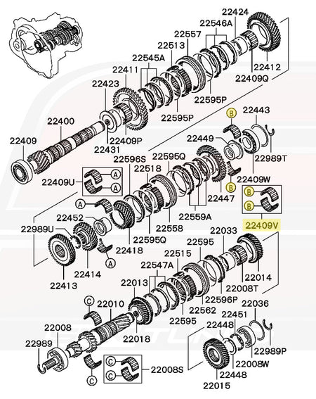Mitsubishi OEM Output Shaft Bearing for 5-Speed Evo 8/9 (MR980817)