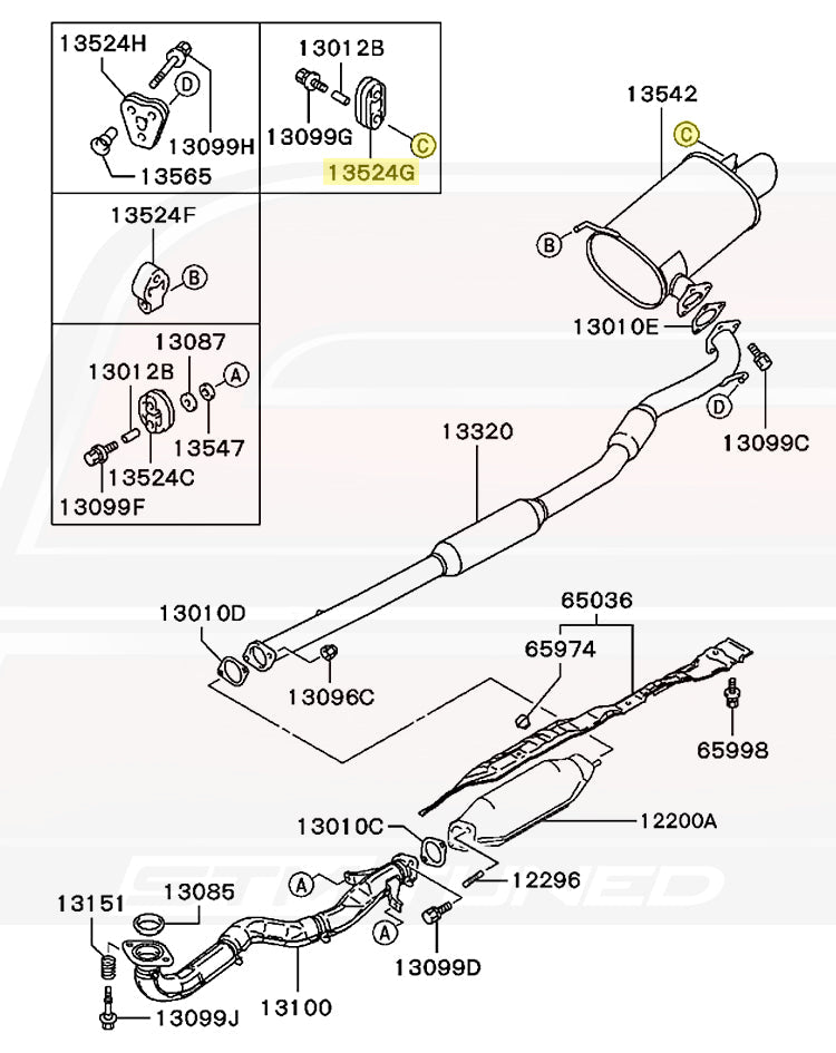 Mitsubishi Exhaust Hanger C Muffler for Evo 7/8/9 (MR993672)