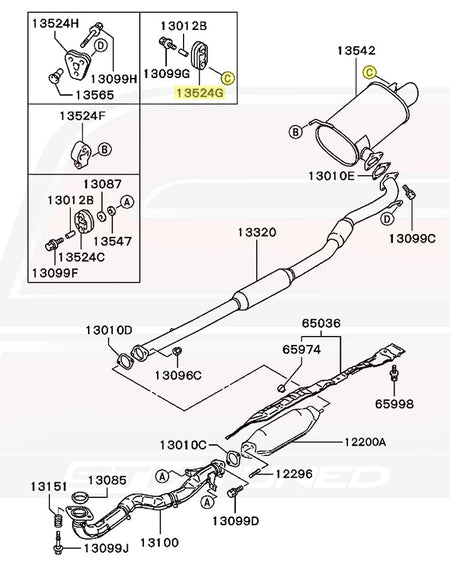 Mitsubishi Exhaust Hanger C Muffler for Evo 7/8/9 (MR993672)