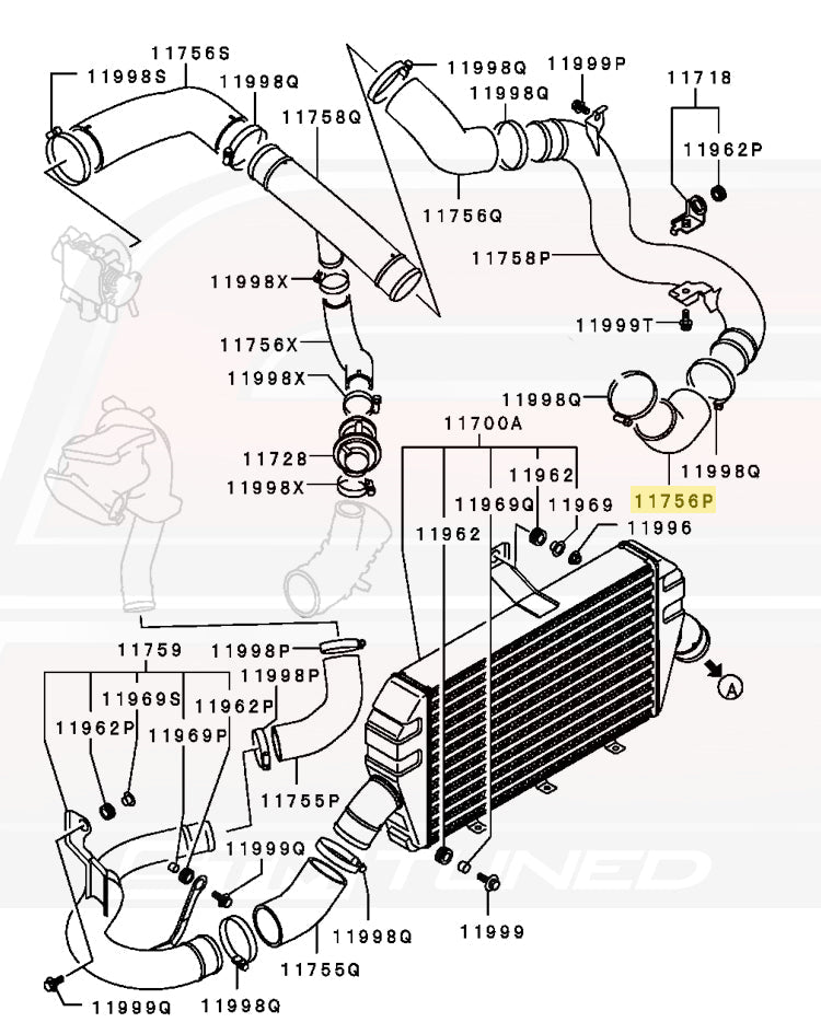 Mitsubishi OEM Lower Intercooler Coupler for Evo 8/9 (MR993892)