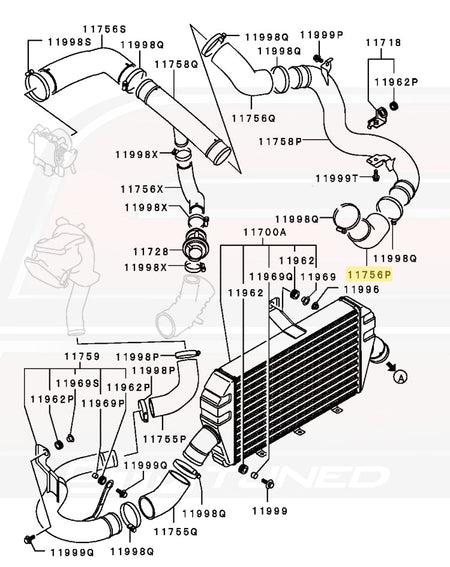 Mitsubishi OEM Lower Intercooler Coupler for Evo 8/9 (MR993892)