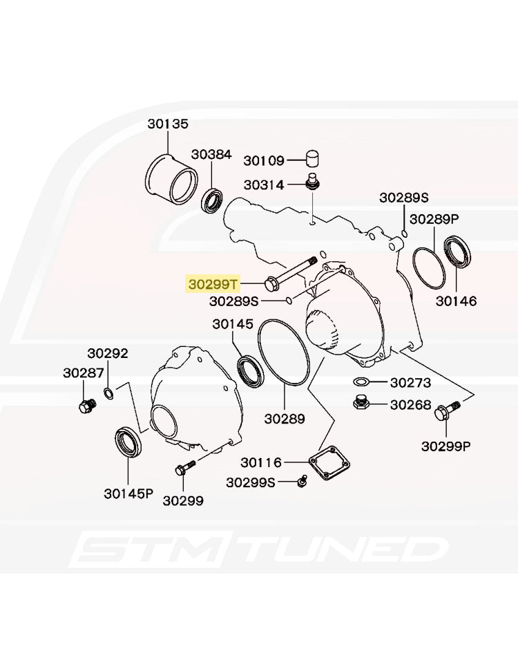 MS101368 OEM Evo 7/8/9 Transfer Case Bolt Diagram