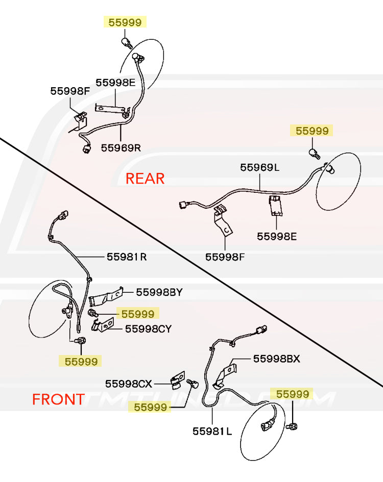 Mitsubishi OEM ABS Sensor Diagram for Evolution 7/8/9 (MS240085)