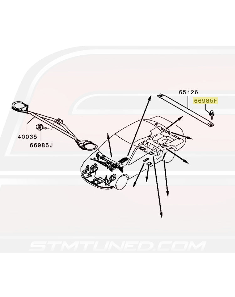 Evo 8/9 RS Trunk Crossmember Bar Bolt Diagram