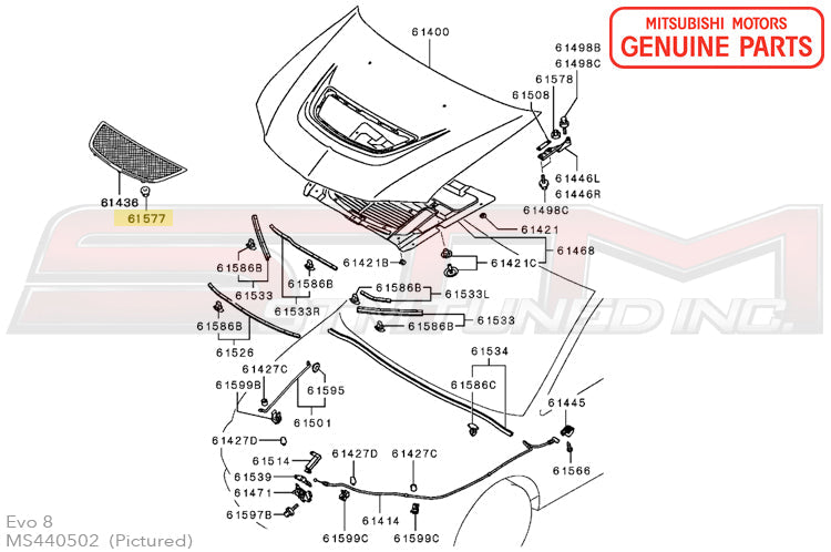 MS440502 Mitsubishi Hood Vent Nut - Evo 8/9