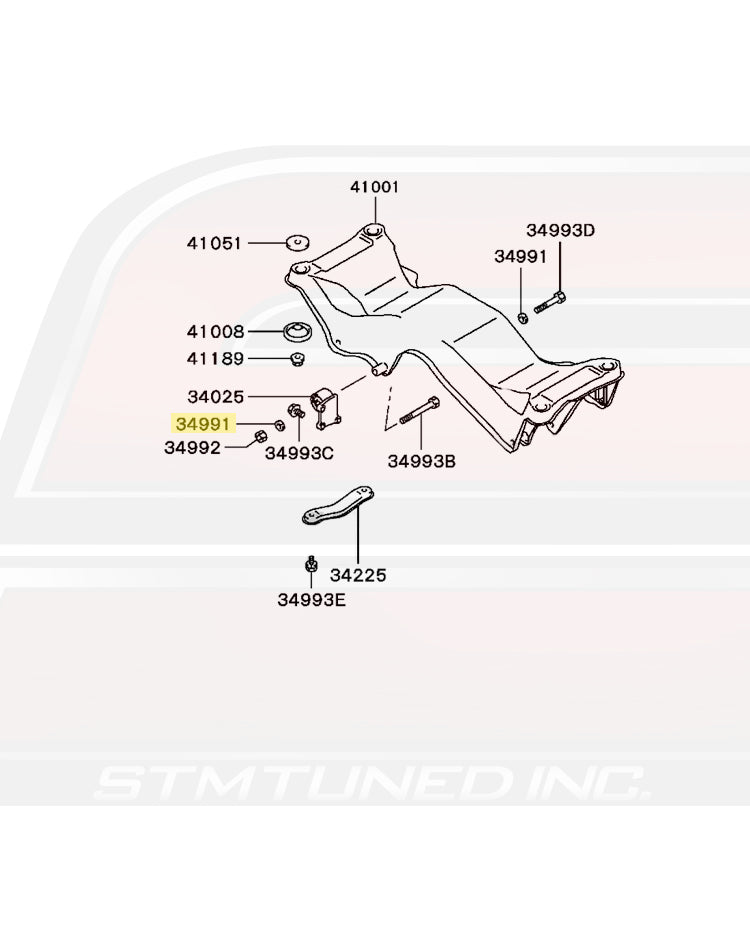 1995-1999 2G GSX Rear Diff Mounting Diagram