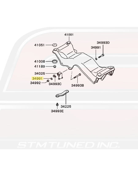 1995-1999 2G GSX Rear Diff Mounting Diagram