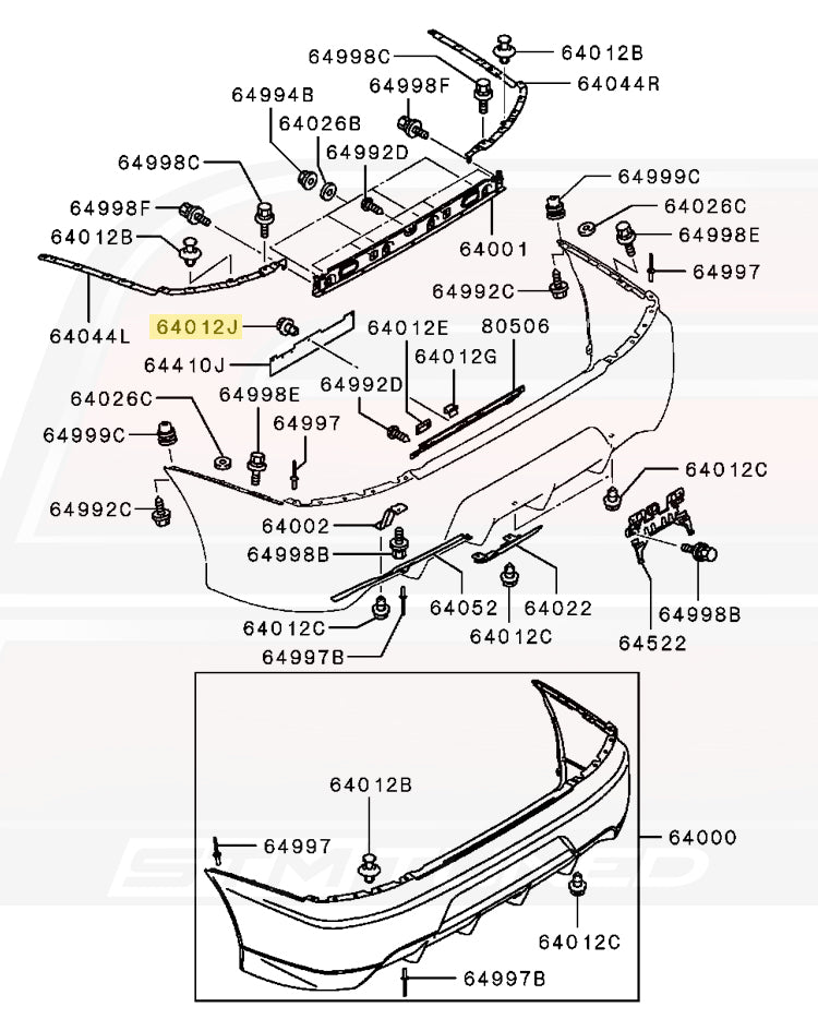 Mitsubishi OEM Trim Clip for JDM Evo 9 Rear Bumper (MS470075)