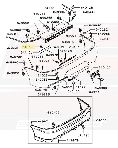 Mitsubishi OEM Trim Clip for JDM Evo 9 Rear Bumper (MS470075)