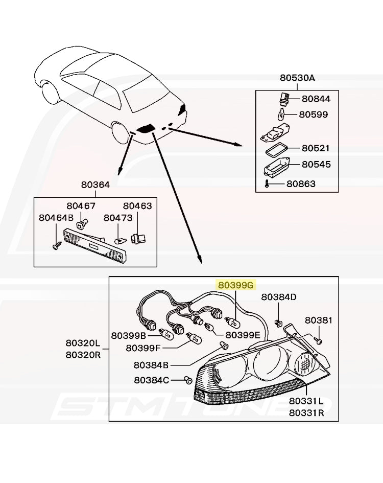 Mitsubishi OEM Reverse Light Bulb for Evo 7/8/9 (MS820026)