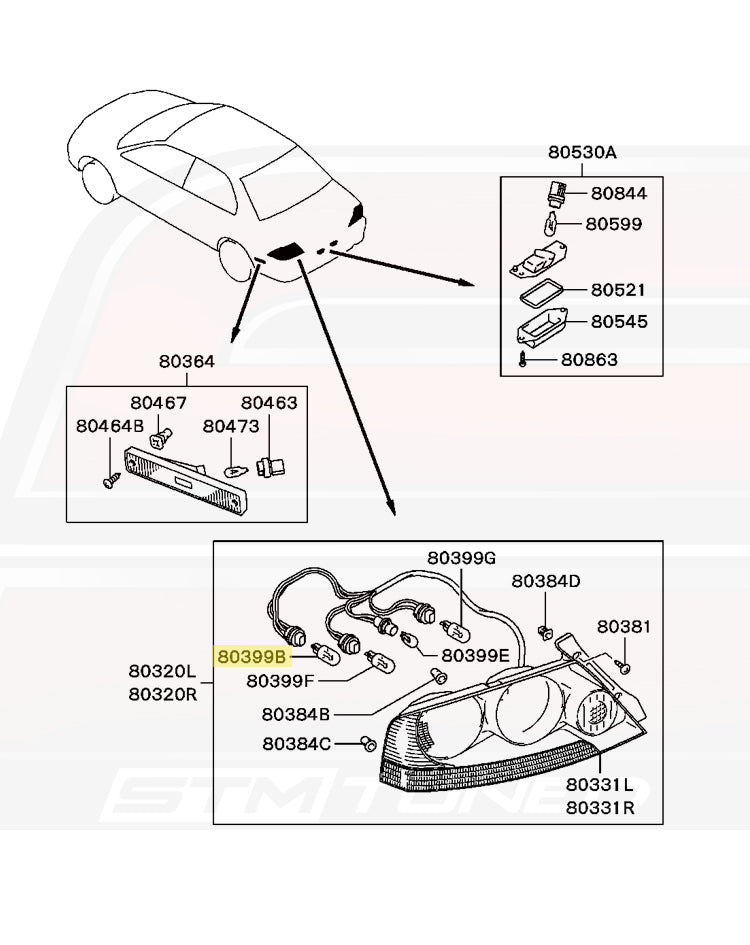 Mitsubishi OEM Tail Light Bulb for Evo 7/8/9 (MS820027)