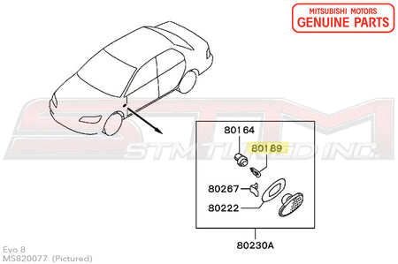 MS820077 Mitsubishi Amber Light Bulb - Evo 7/8/9 Side Marker - Evo X Headlight